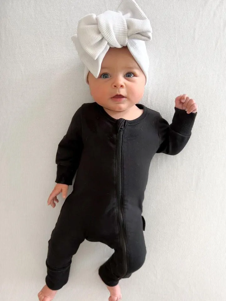 2-Way Zip Romper - Black