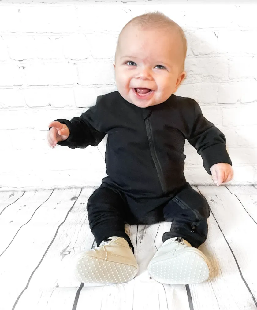2-Way Zip Romper - Black
