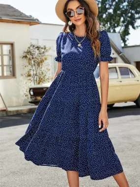 2024 Summer Casual O-Neck Short Sleeve Beach Boho Dress
