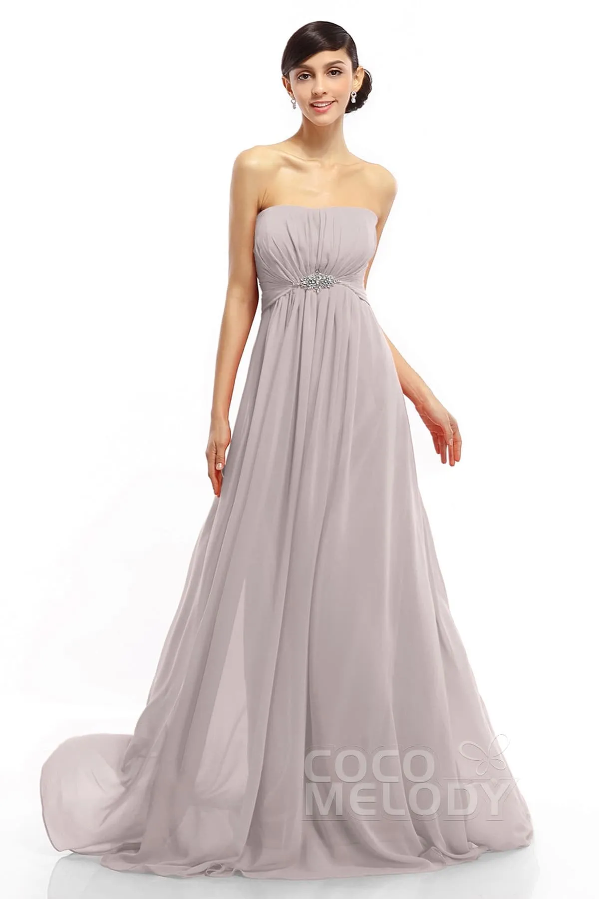 A-Line Sweep-Brush Train Chiffon Dresses COLT14008