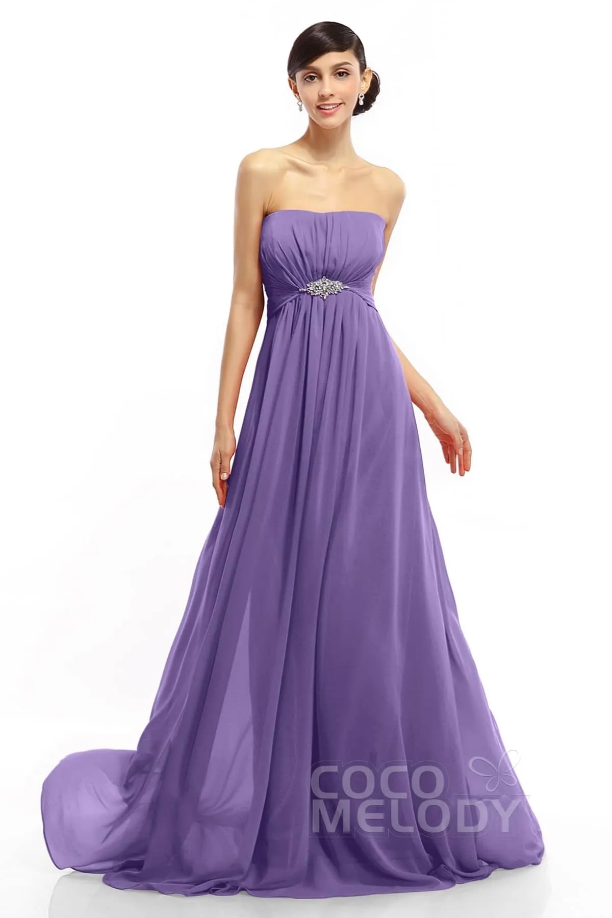 A-Line Sweep-Brush Train Chiffon Dresses COLT14008