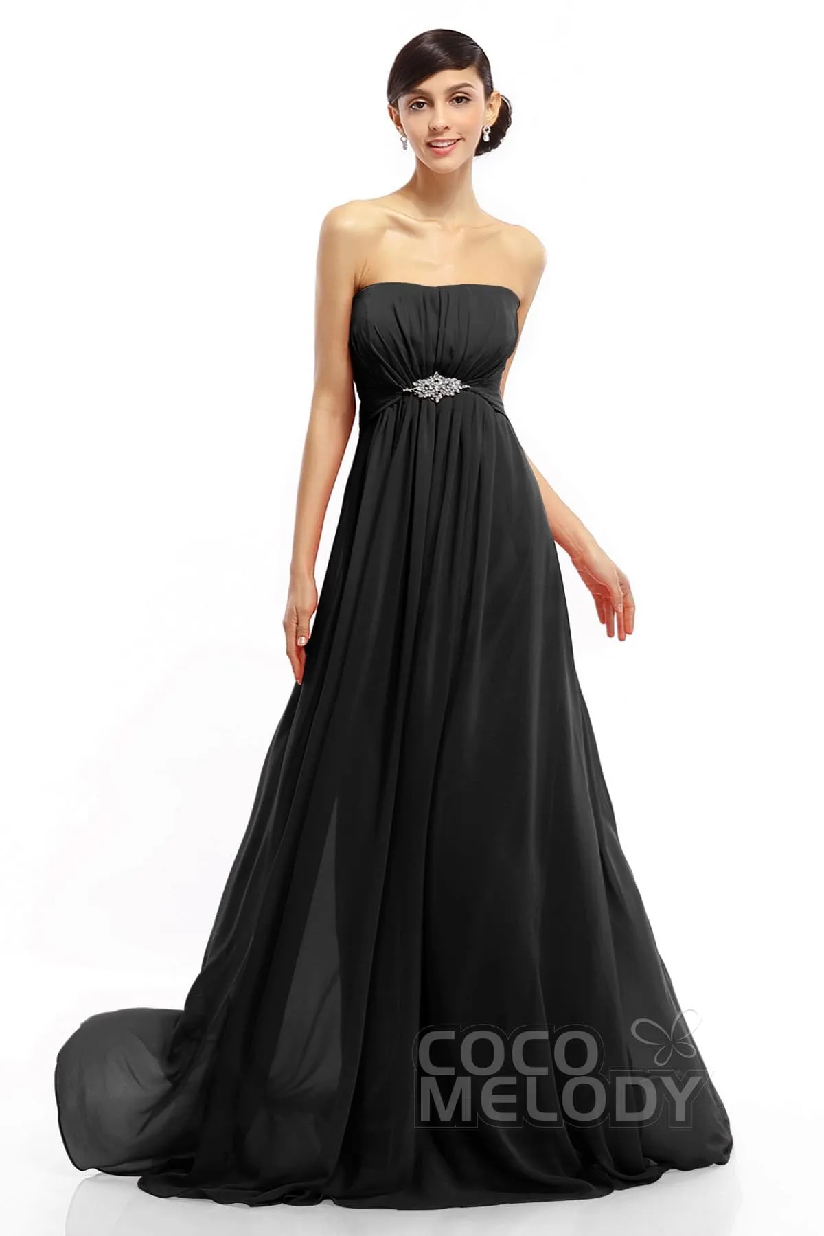 A-Line Sweep-Brush Train Chiffon Dresses COLT14008