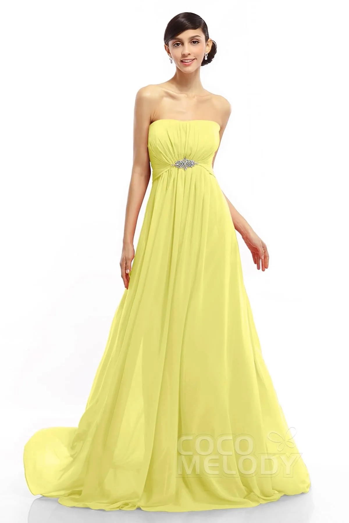 A-Line Sweep-Brush Train Chiffon Dresses COLT14008