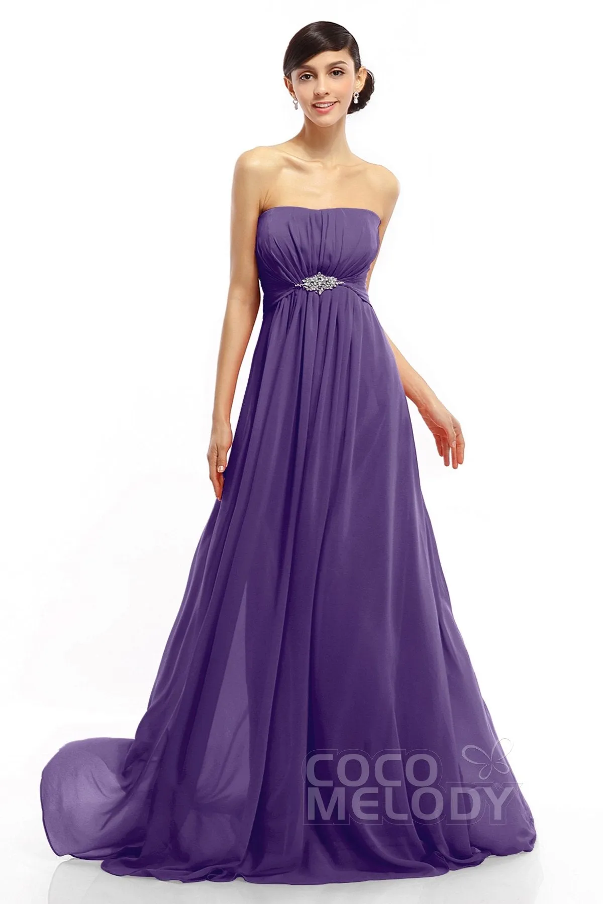 A-Line Sweep-Brush Train Chiffon Dresses COLT14008