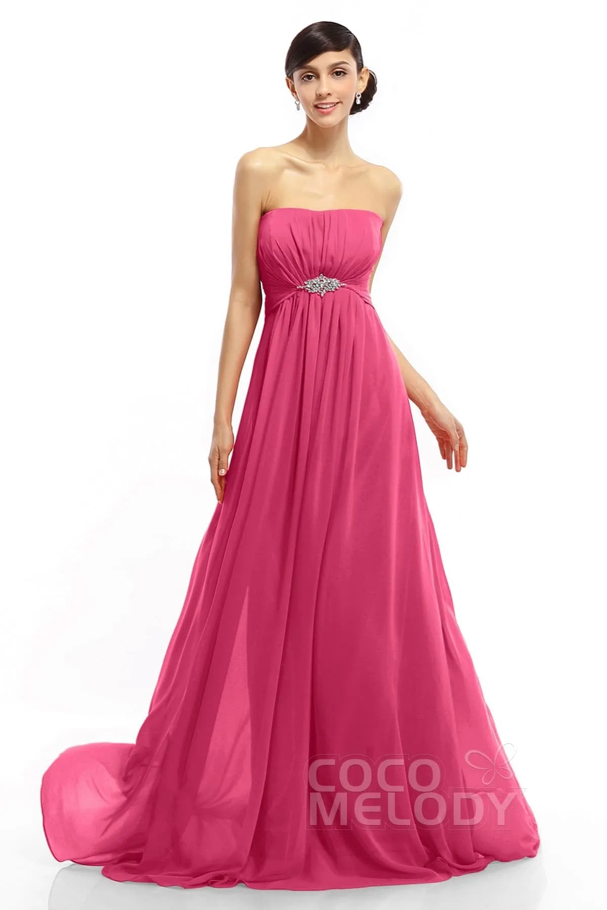 A-Line Sweep-Brush Train Chiffon Dresses COLT14008