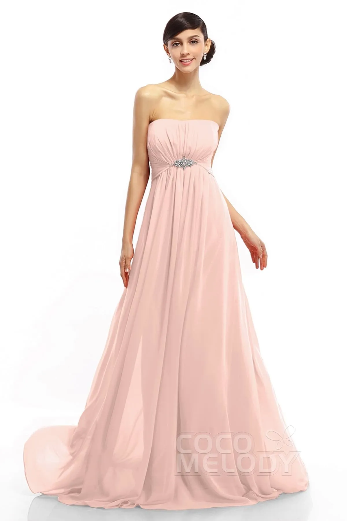 A-Line Sweep-Brush Train Chiffon Dresses COLT14008