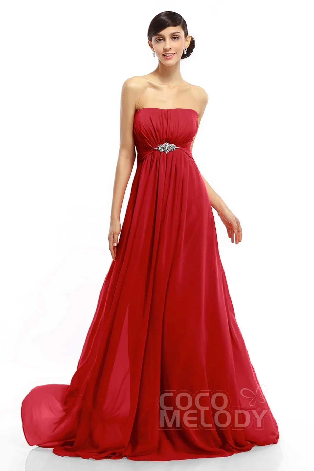 A-Line Sweep-Brush Train Chiffon Dresses COLT14008