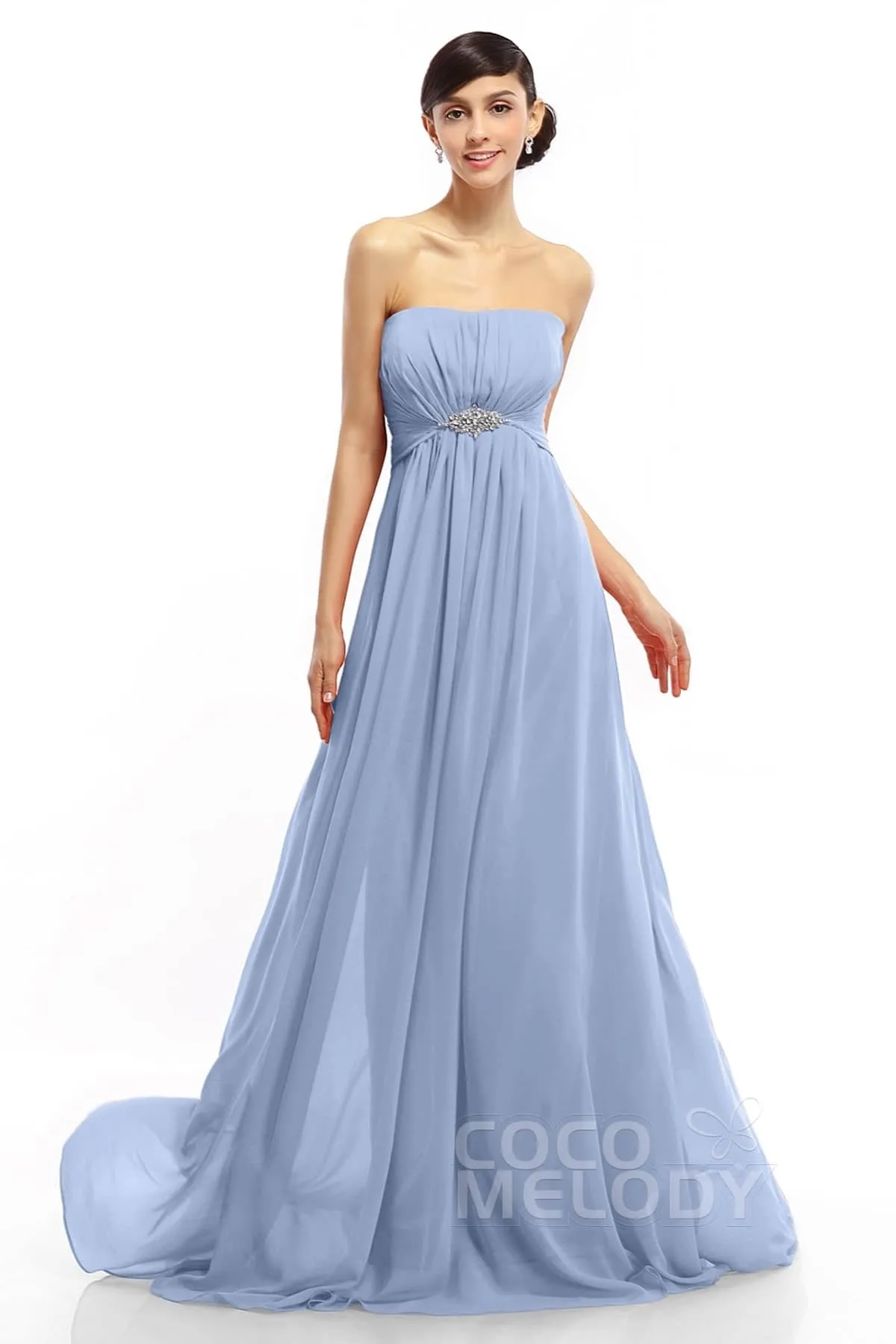 A-Line Sweep-Brush Train Chiffon Dresses COLT14008