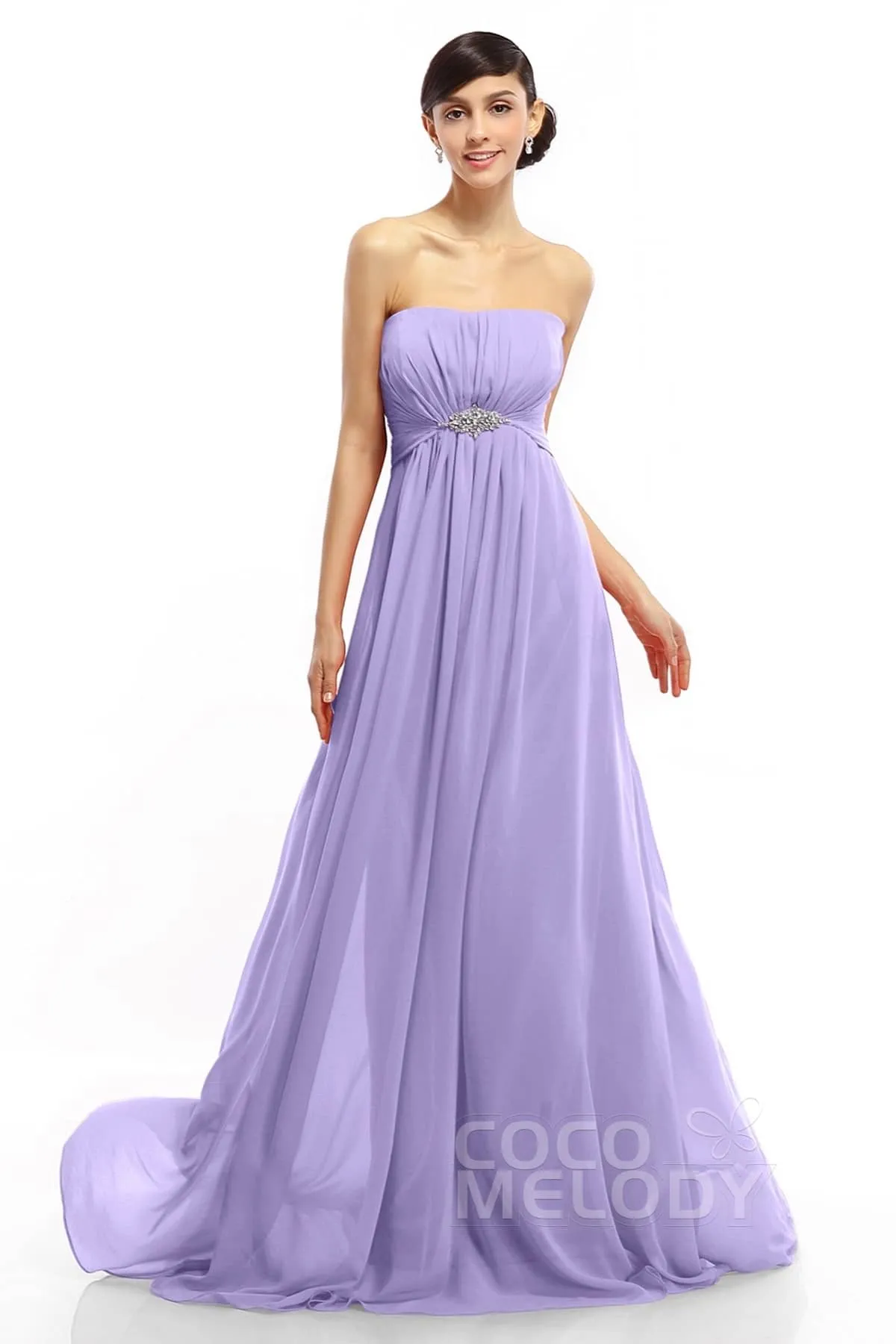 A-Line Sweep-Brush Train Chiffon Dresses COLT14008
