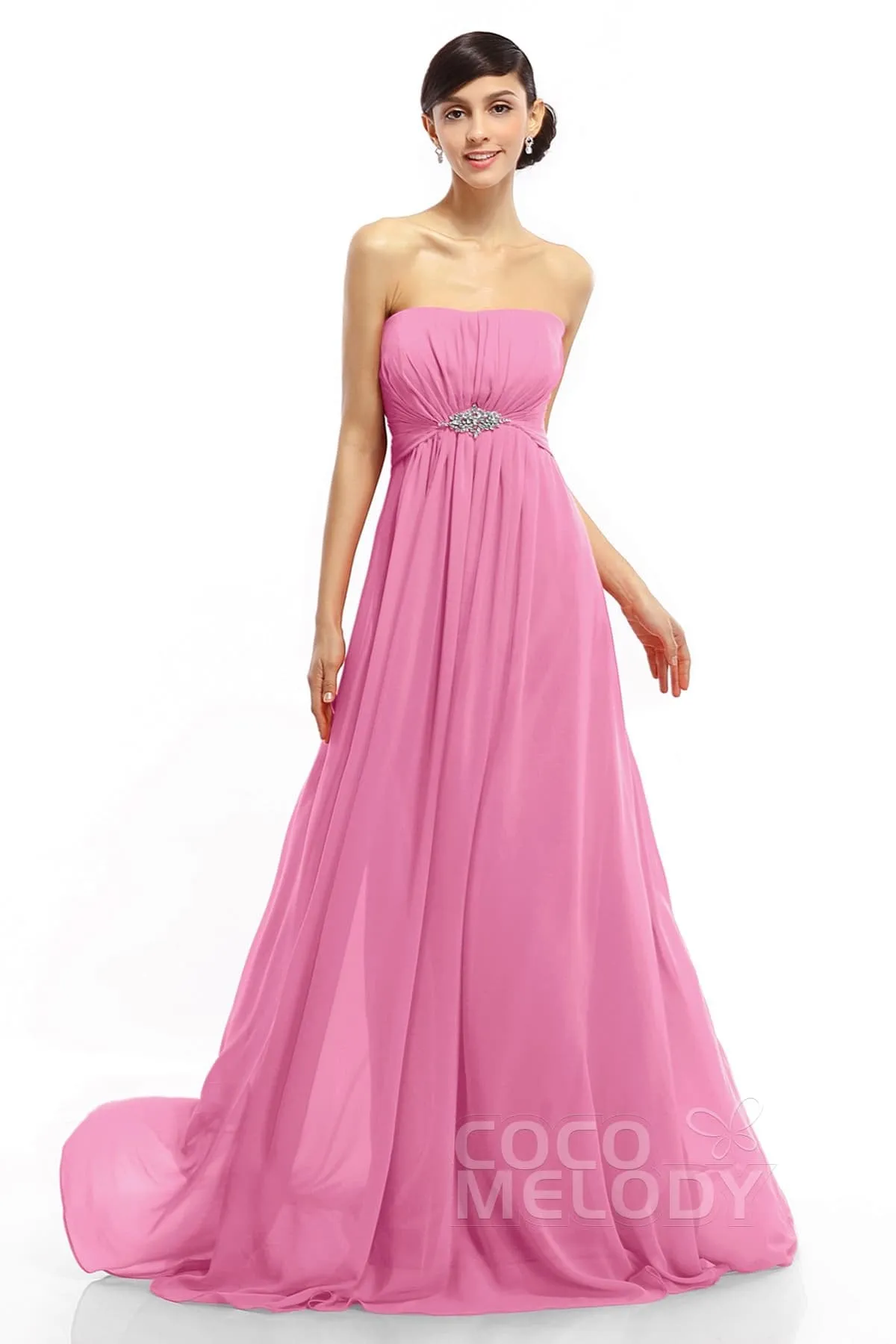 A-Line Sweep-Brush Train Chiffon Dresses COLT14008