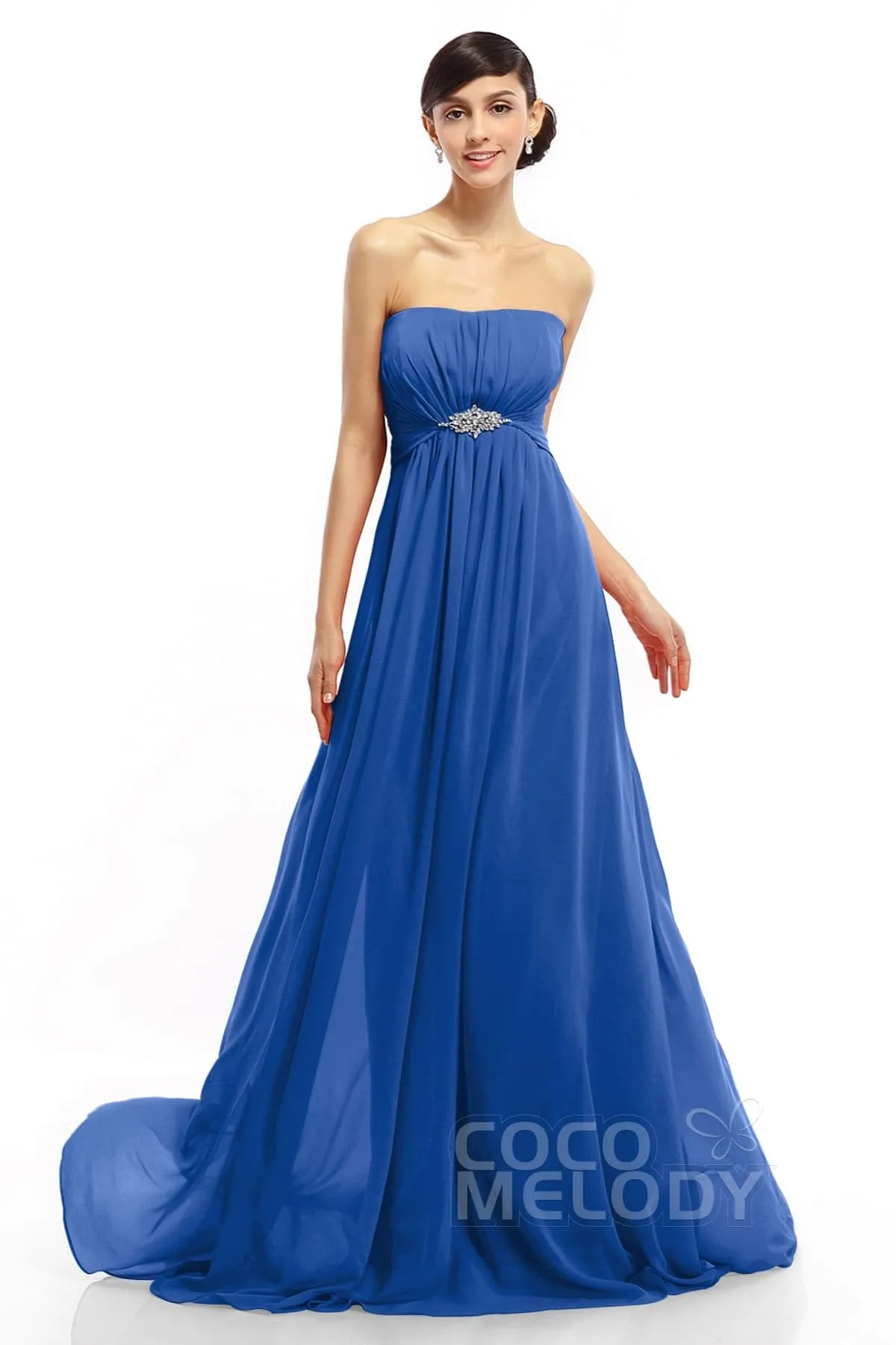 A-Line Sweep-Brush Train Chiffon Dresses COLT14008