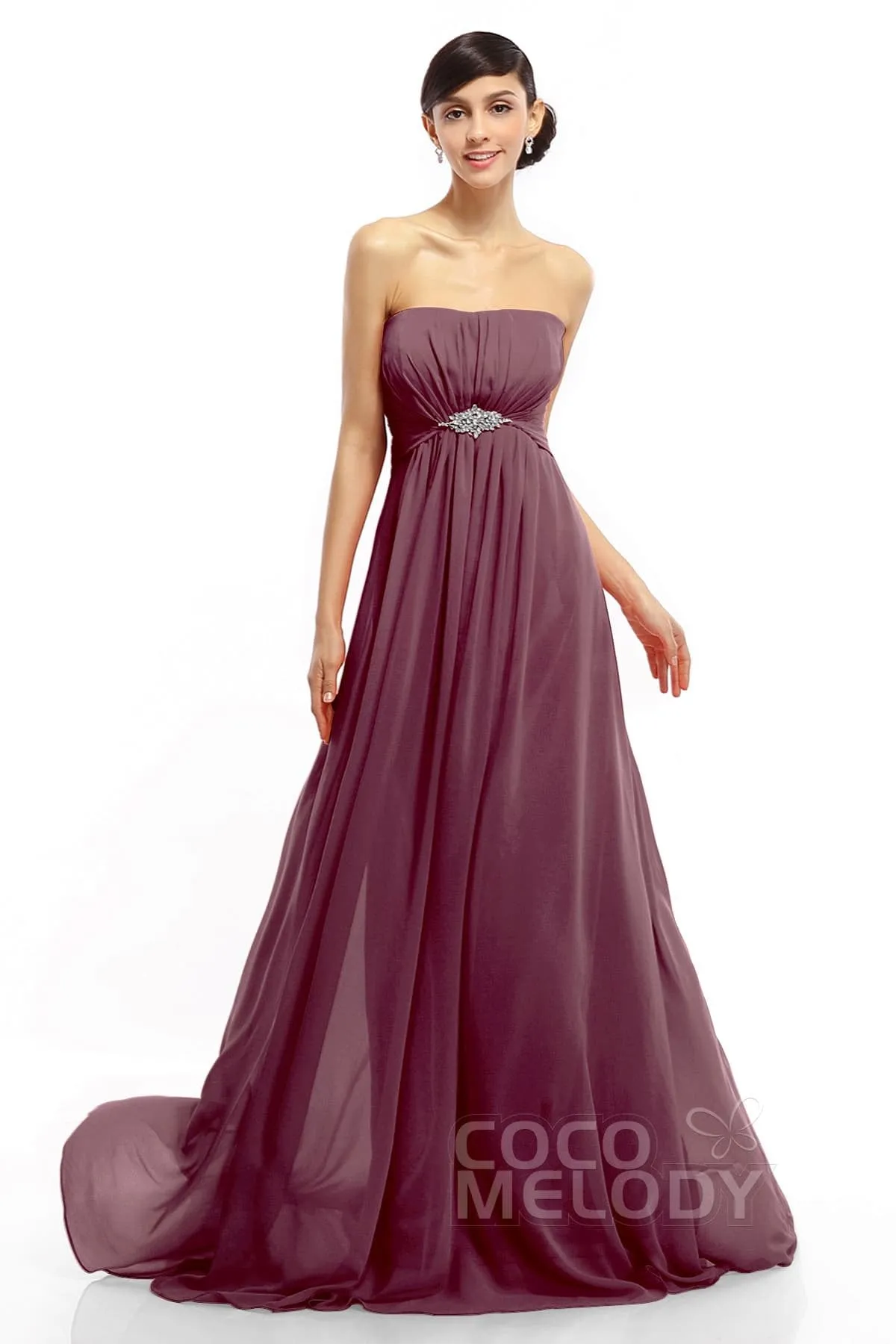 A-Line Sweep-Brush Train Chiffon Dresses COLT14008