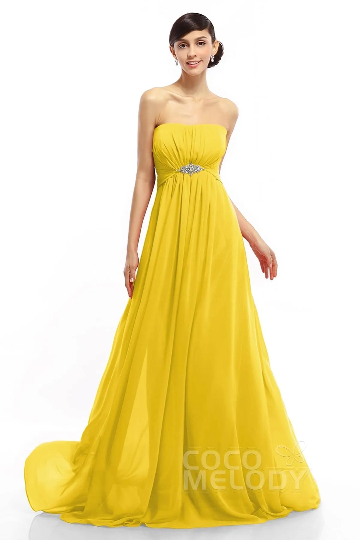 A-Line Sweep-Brush Train Chiffon Dresses COLT14008