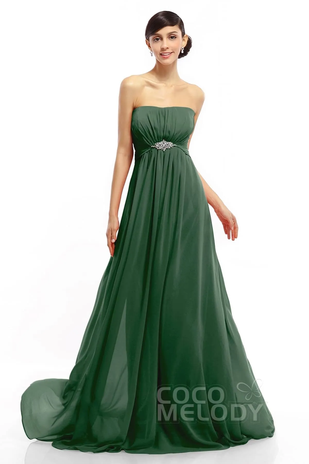 A-Line Sweep-Brush Train Chiffon Dresses COLT14008