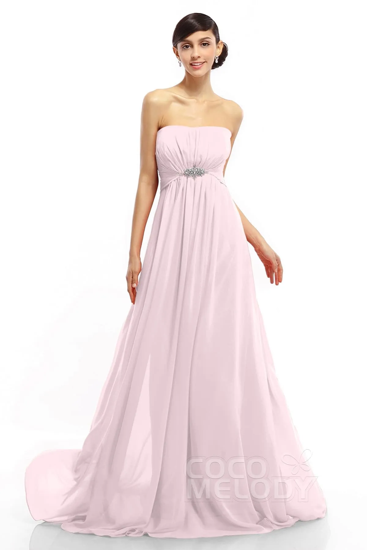 A-Line Sweep-Brush Train Chiffon Dresses COLT14008