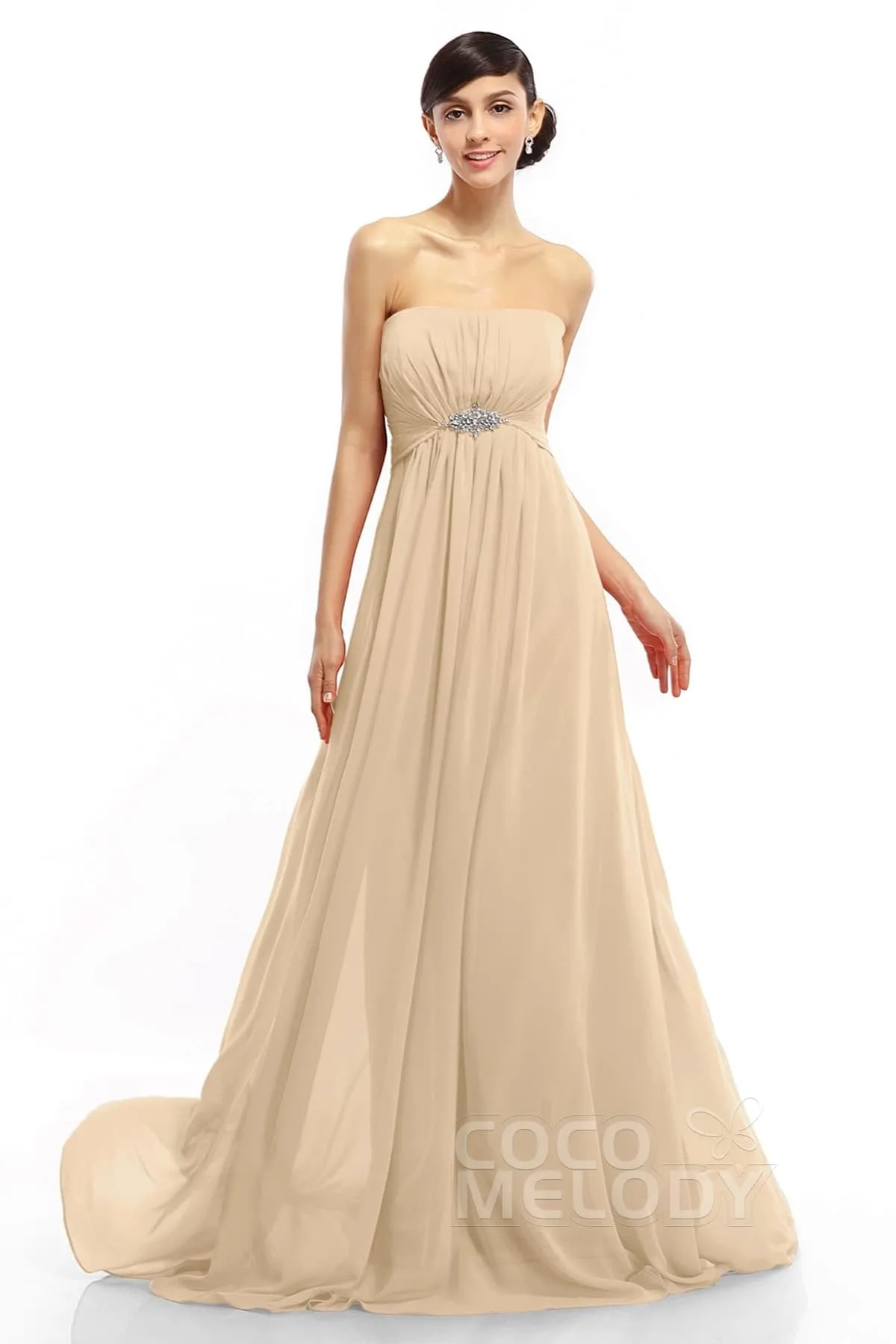 A-Line Sweep-Brush Train Chiffon Dresses COLT14008