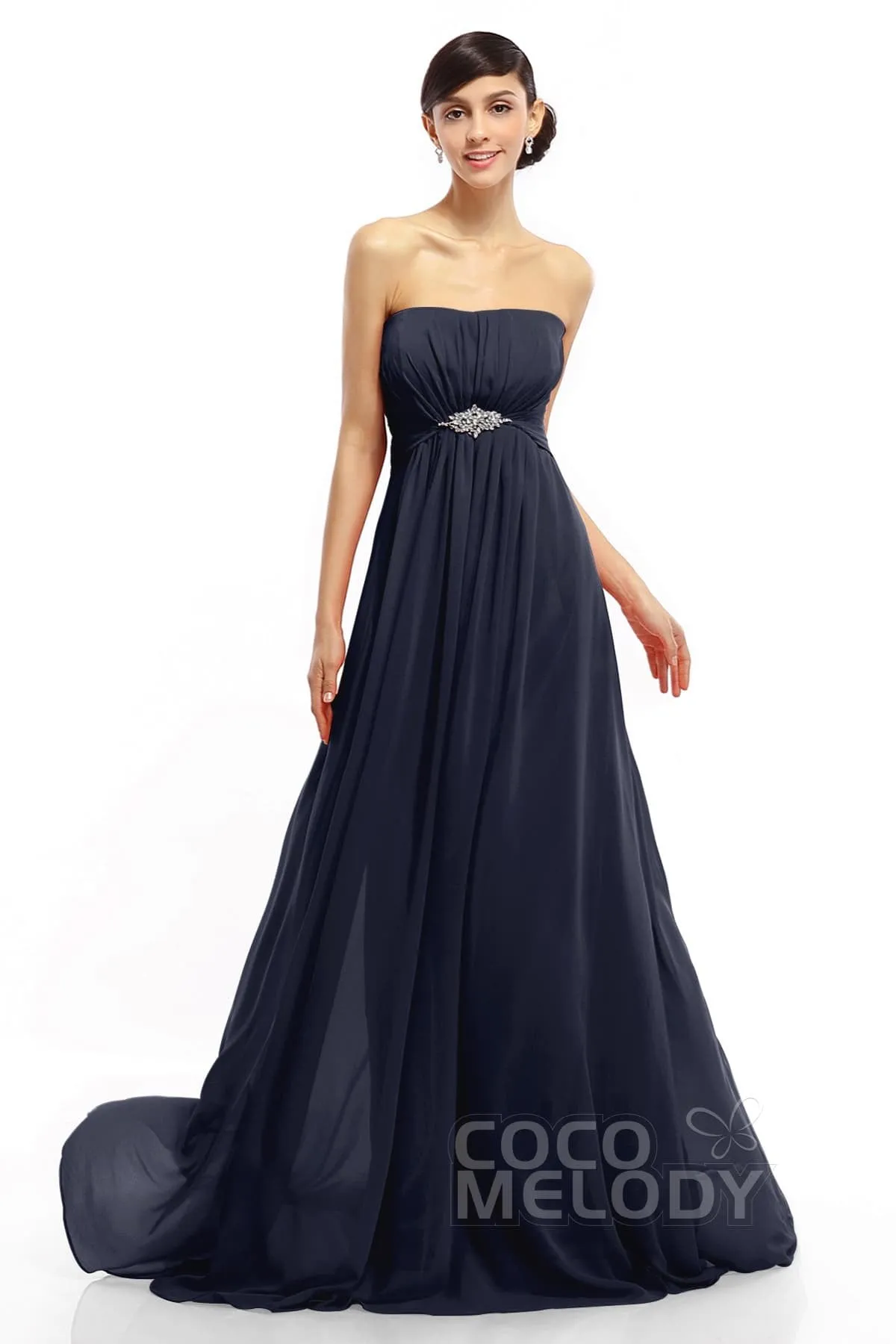 A-Line Sweep-Brush Train Chiffon Dresses COLT14008