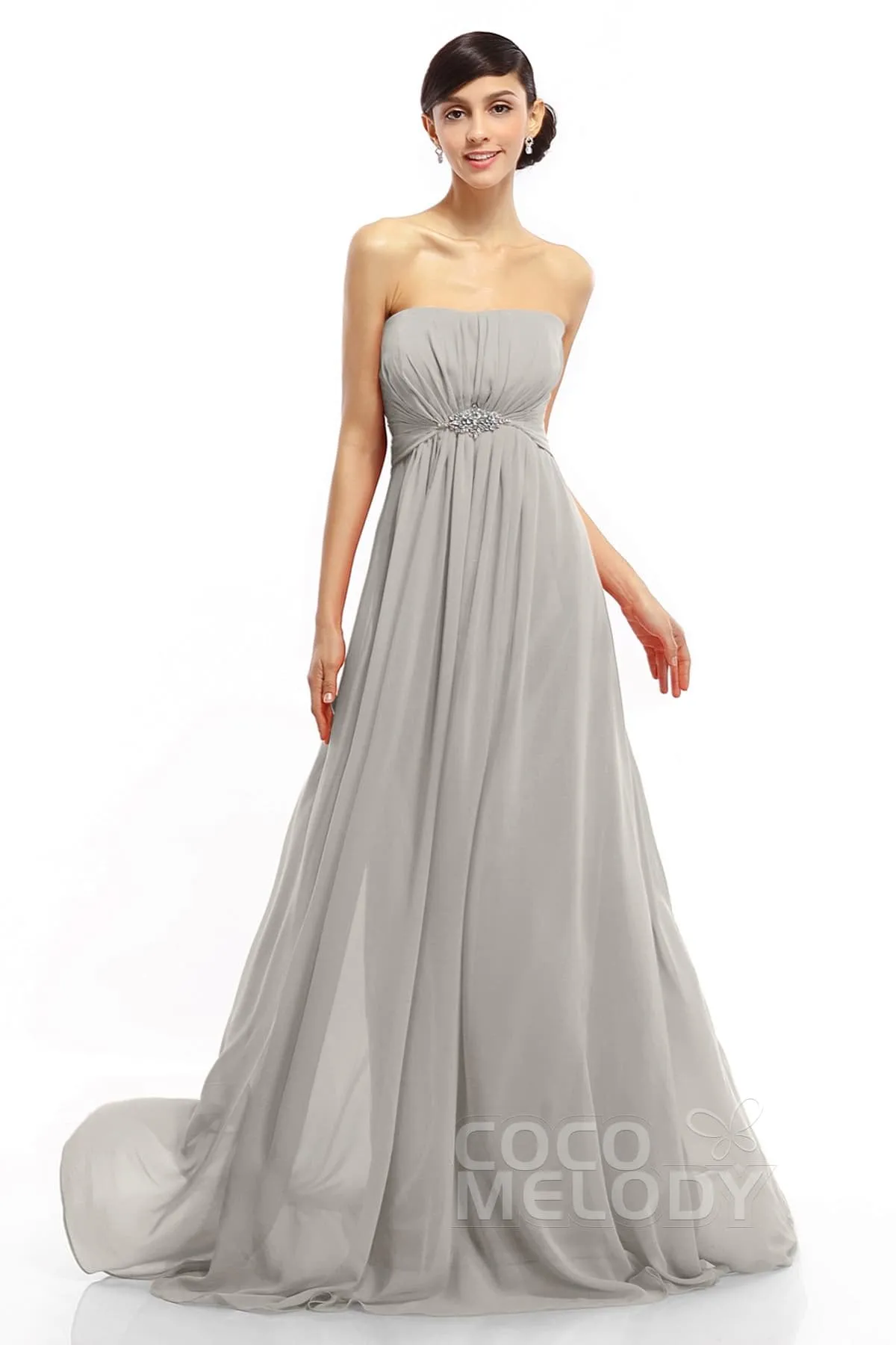 A-Line Sweep-Brush Train Chiffon Dresses COLT14008