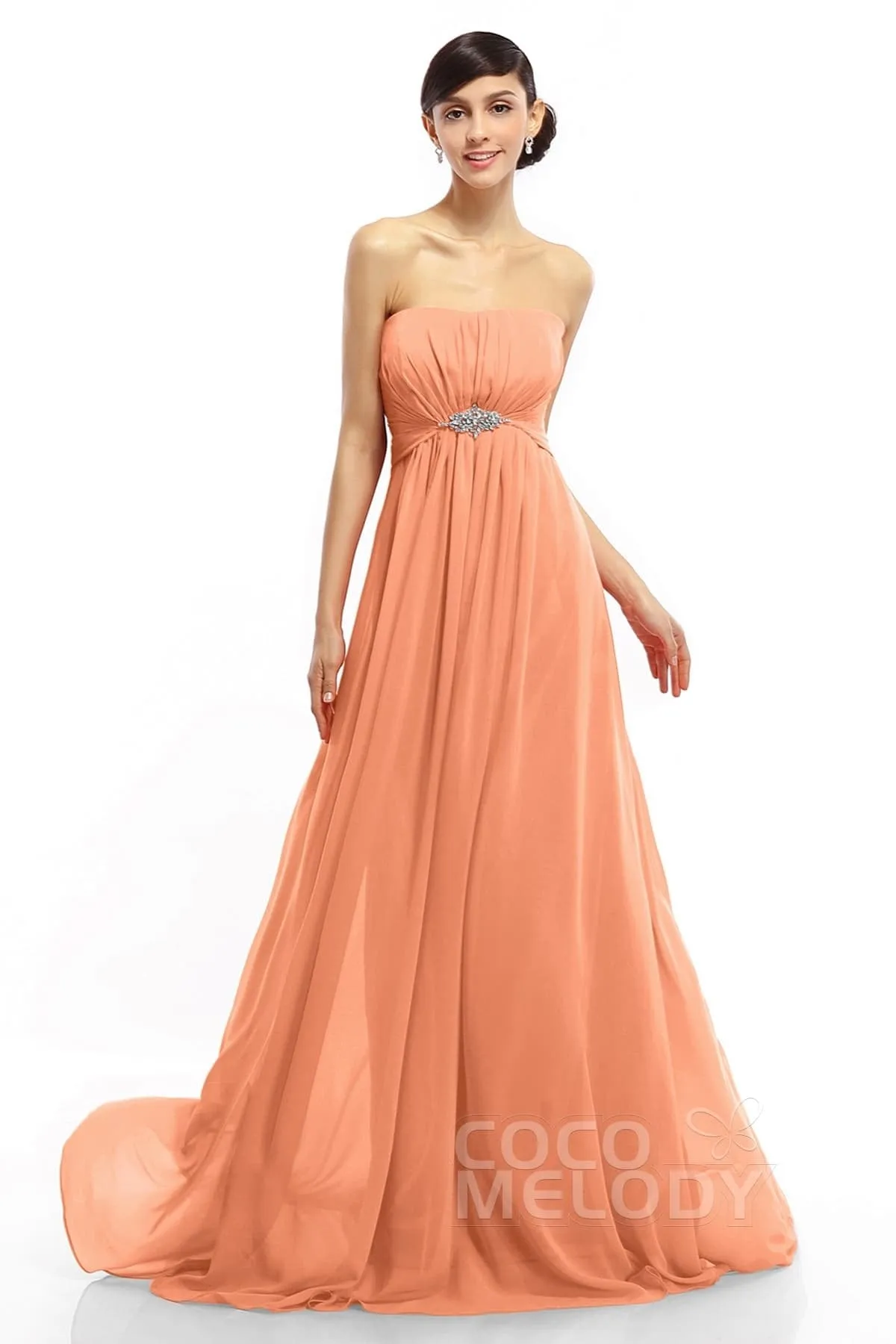 A-Line Sweep-Brush Train Chiffon Dresses COLT14008