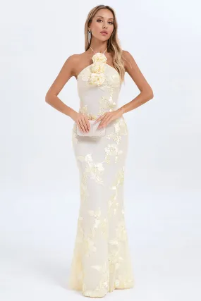 Alberty Floral Halter Neck Maxi Dress