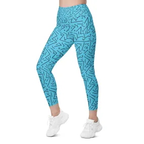 Aqua Black Line Leggings with Pockets