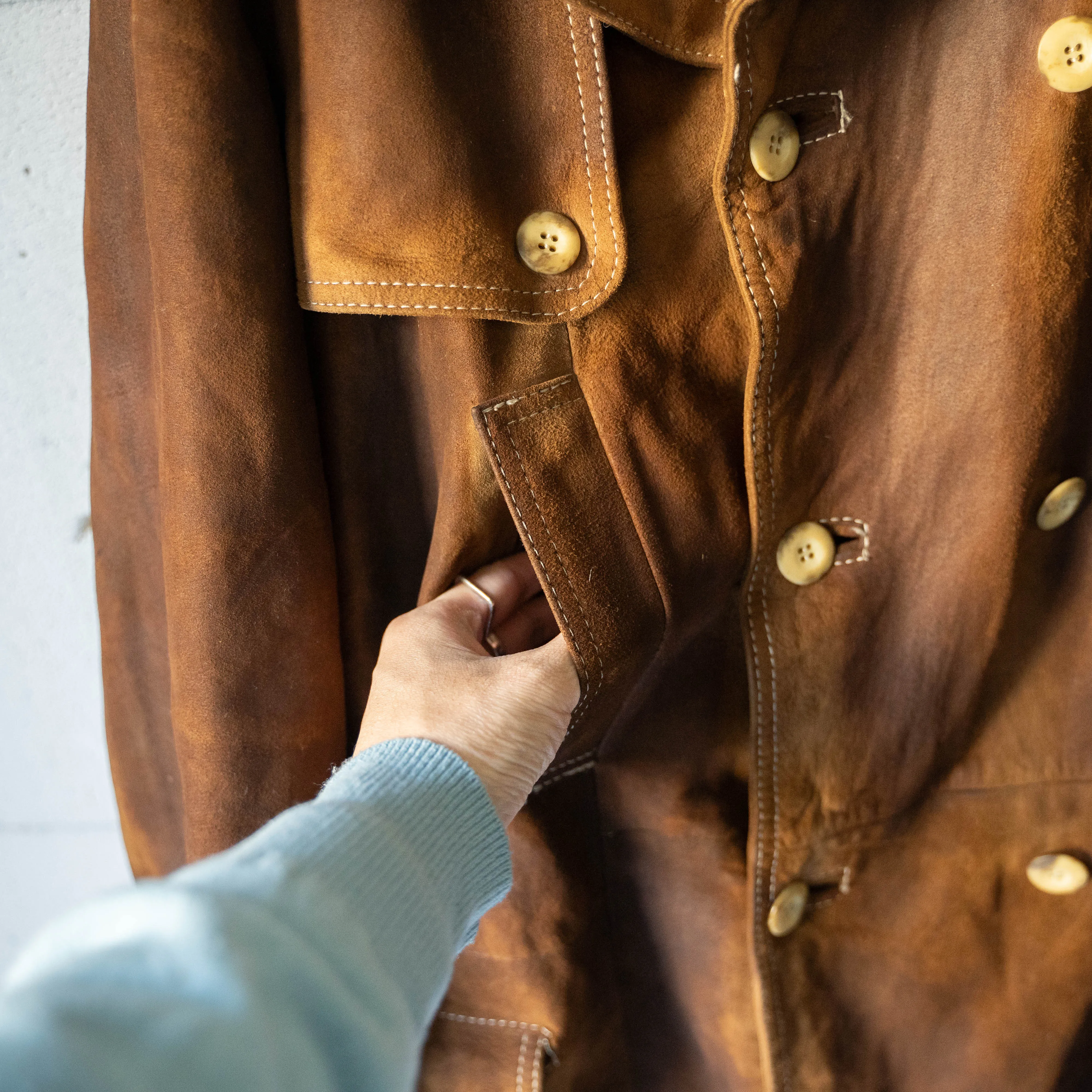 around 1970s brown suede double breasted jacket