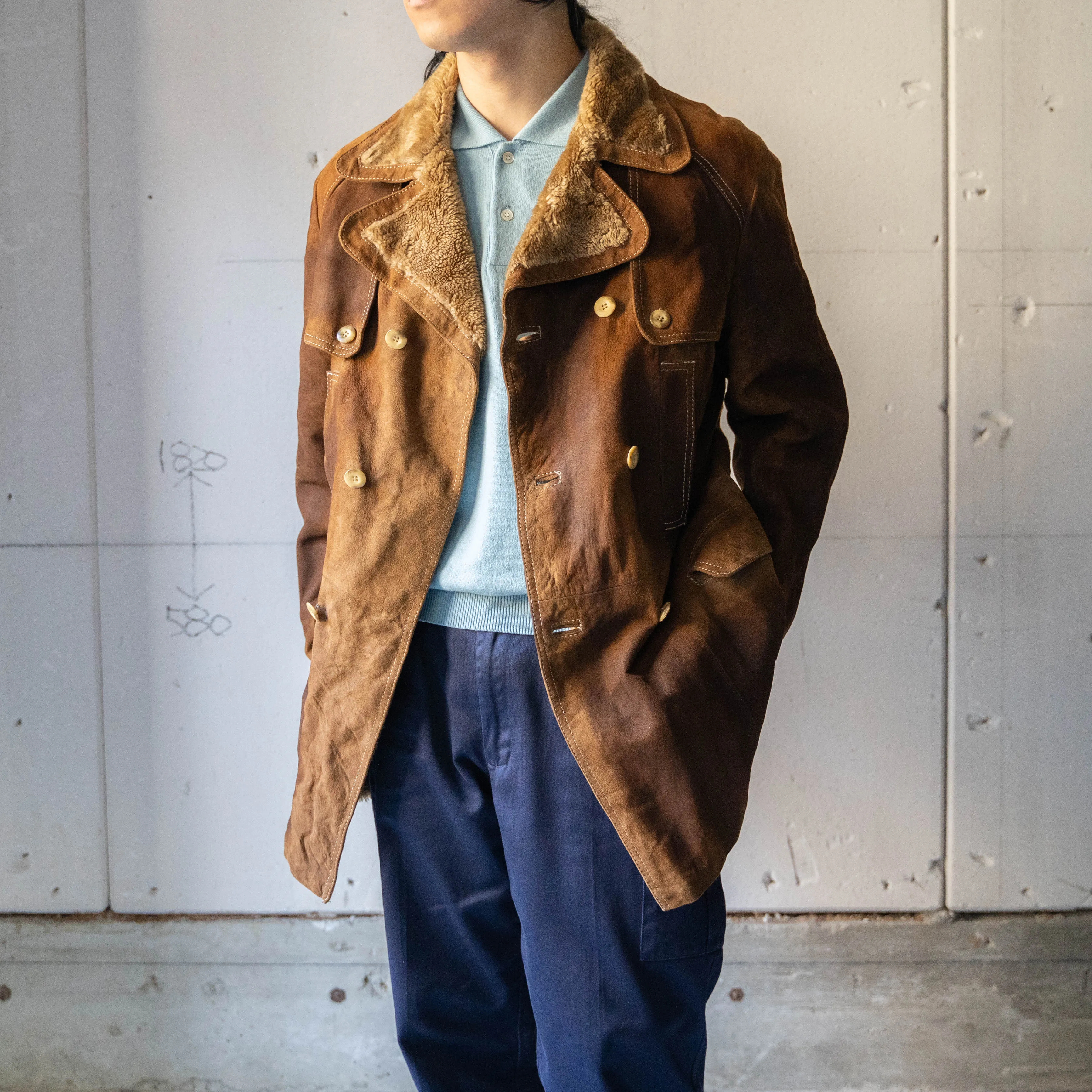 around 1970s brown suede double breasted jacket
