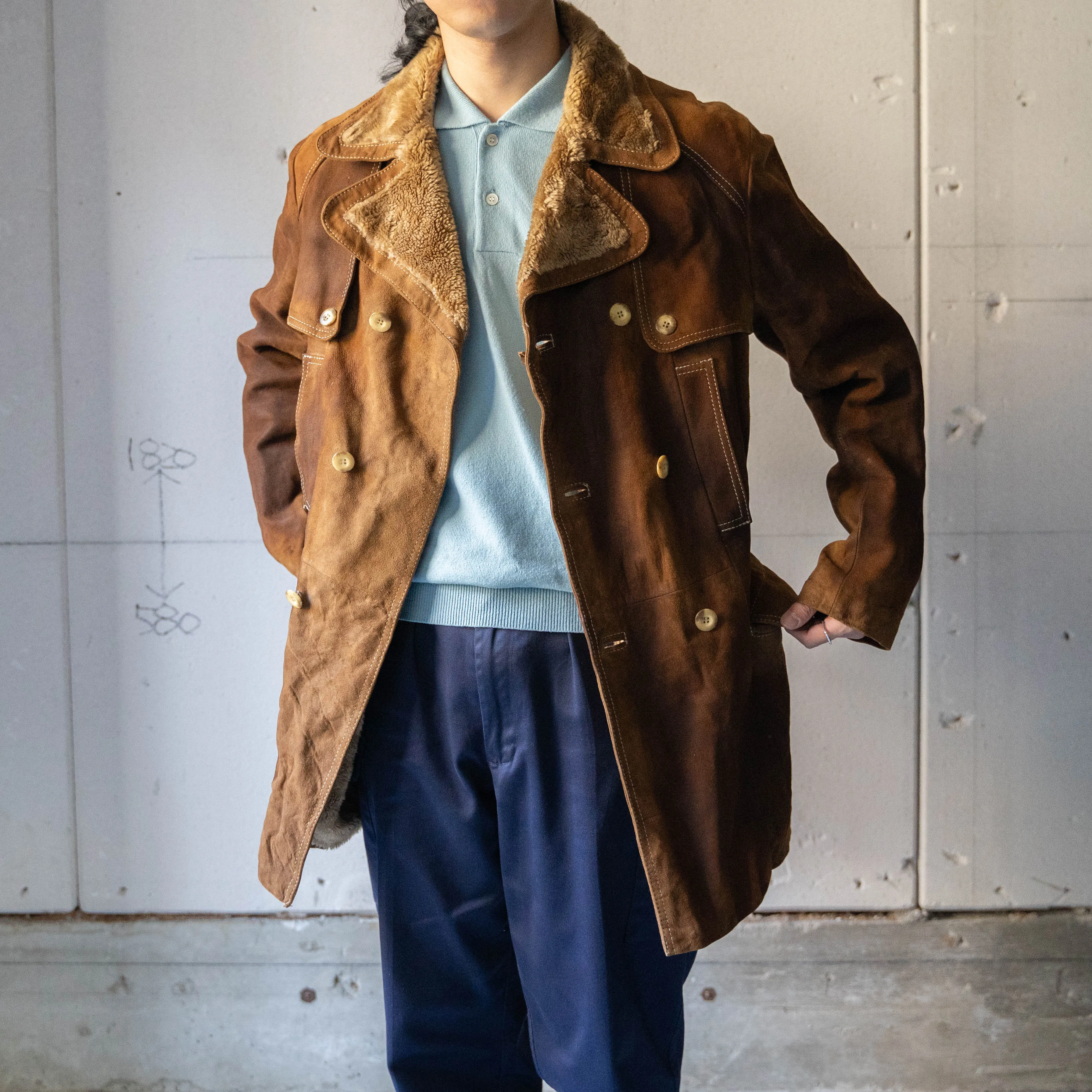 around 1970s brown suede double breasted jacket