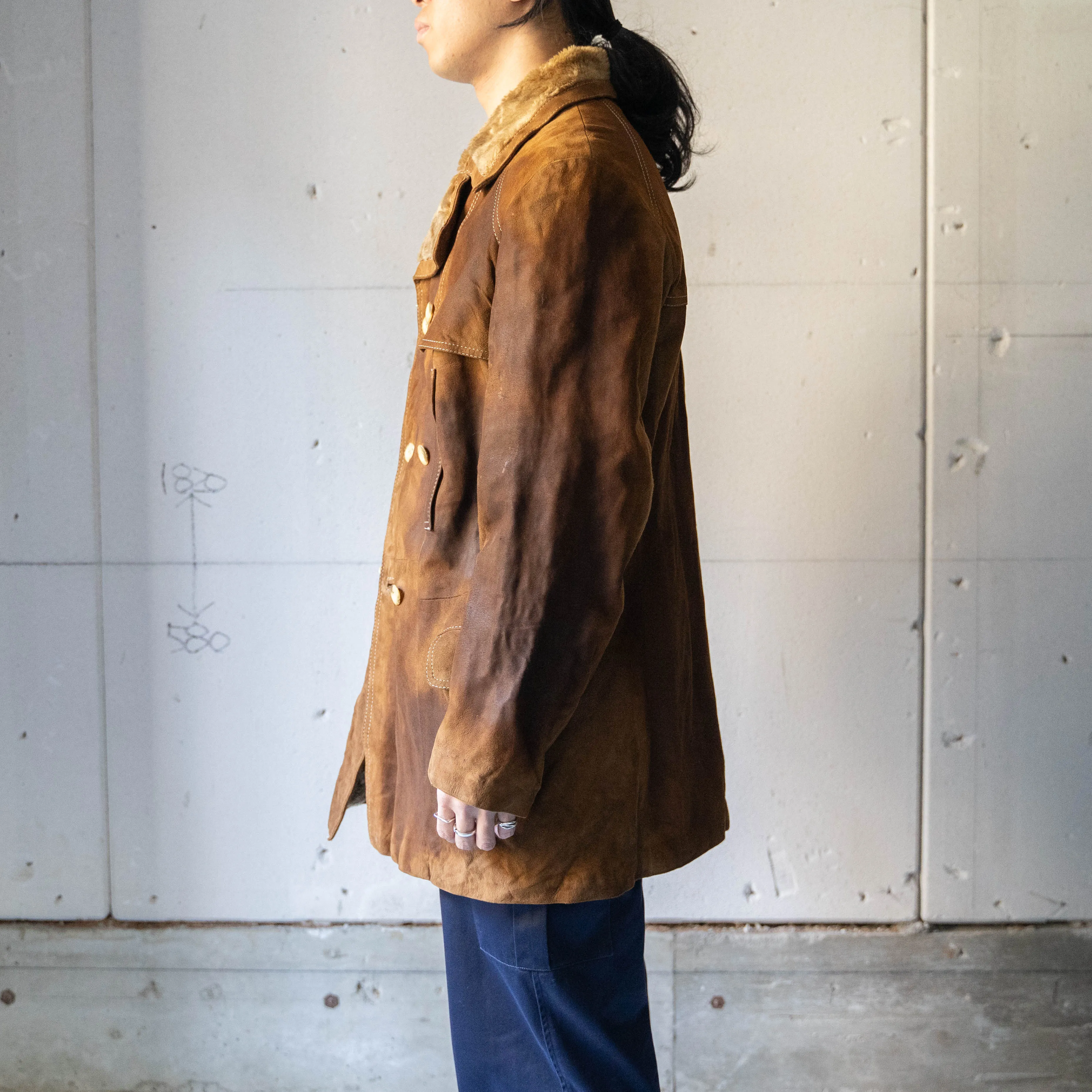 around 1970s brown suede double breasted jacket