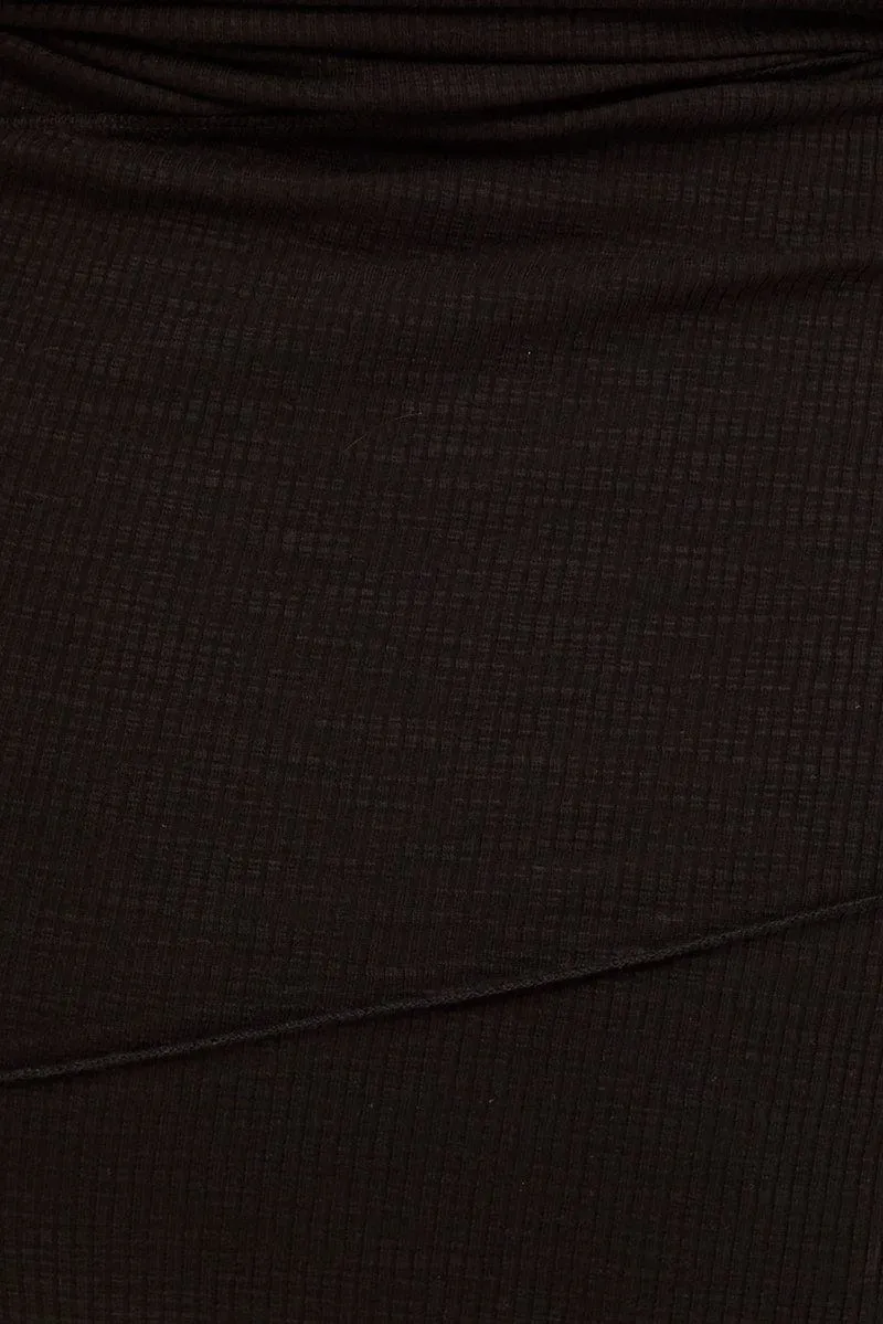 Black Bodycon Dress Strapless Rib Jersey