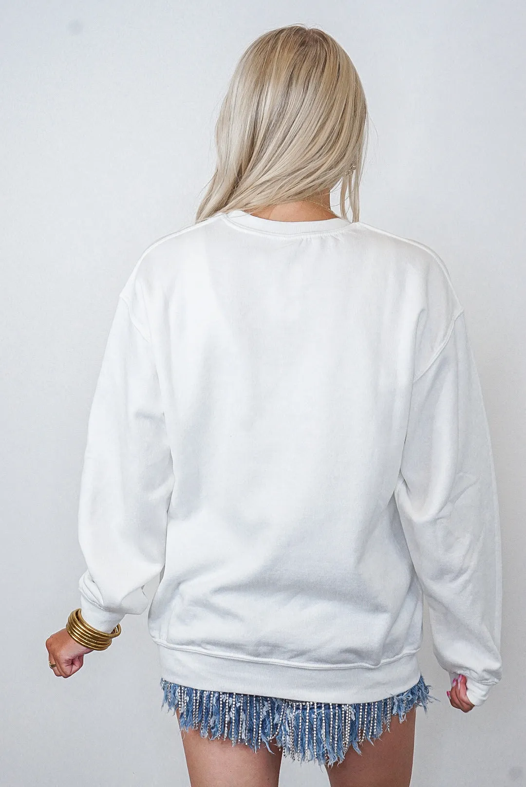 Blingy Bride Crew White Sweatshirt