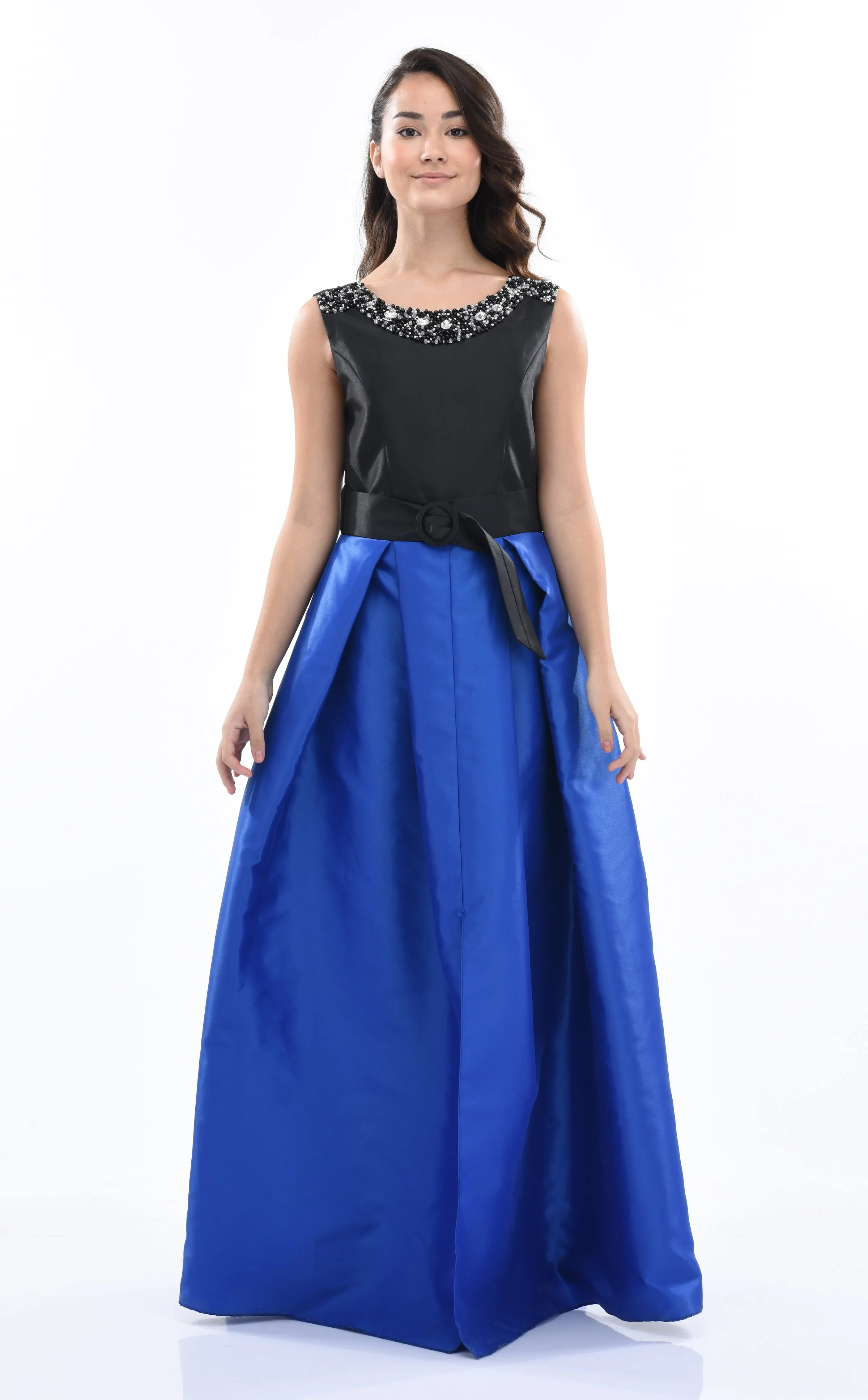 Blue Lucena Sleeveless Gem Gown