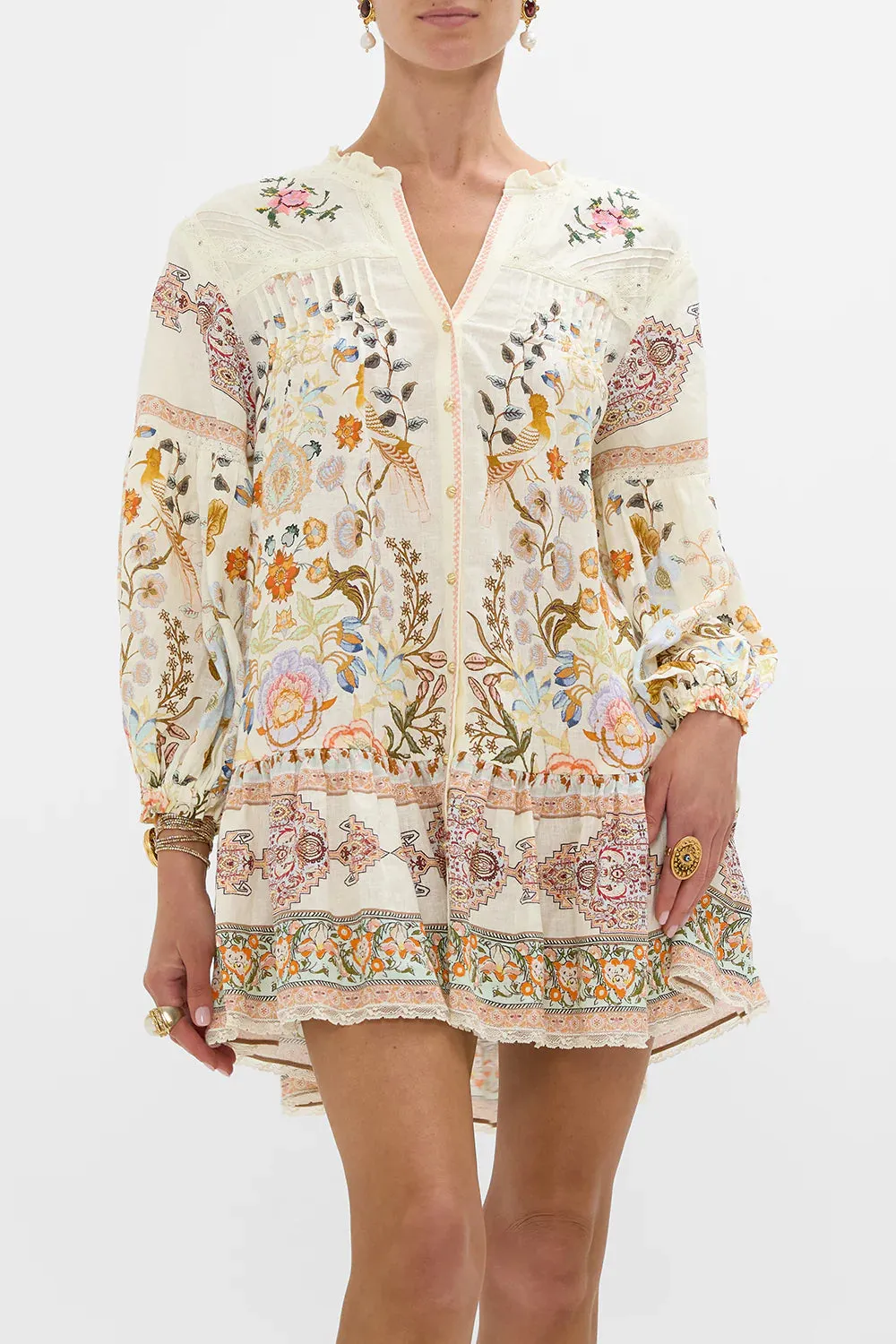 Camilla Pintuck Yoke Short Dress - In Honour Of Heirlooms