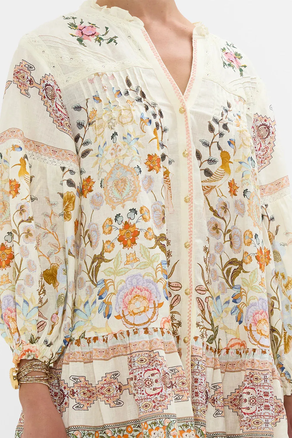 Camilla Pintuck Yoke Short Dress - In Honour Of Heirlooms