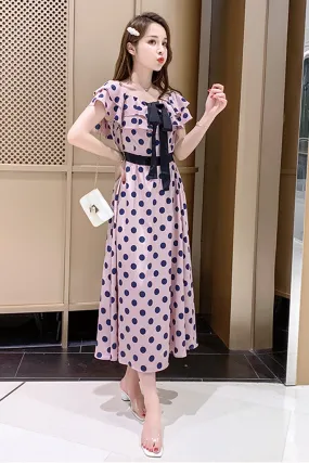 Caylar  - Off the Shoulder Polka Dot Midi Dress