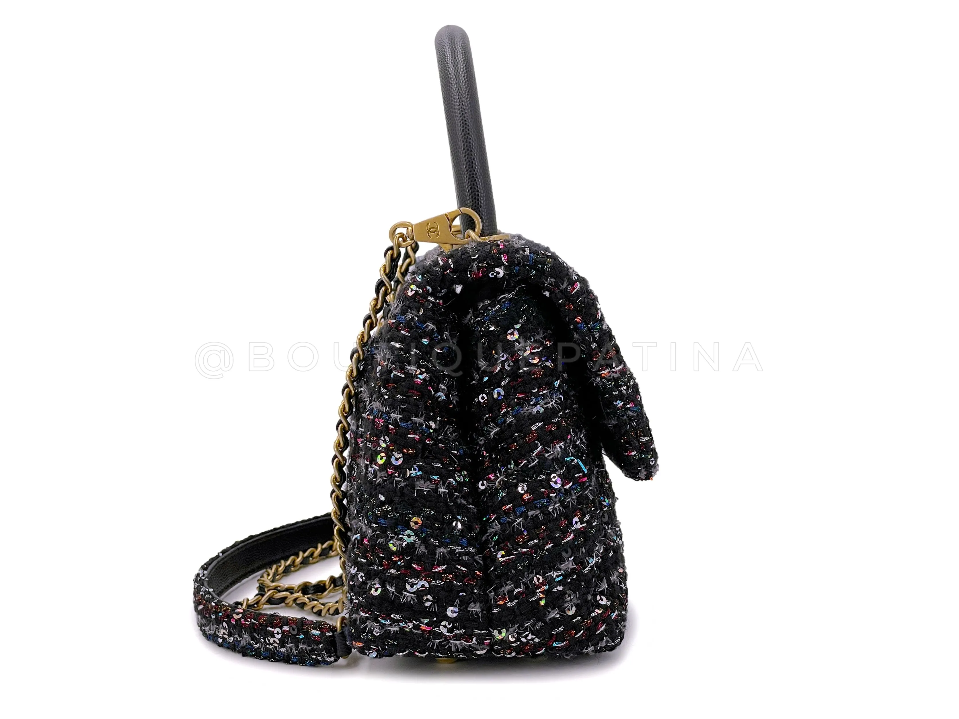 Chanel 20A Metiers D'Art Tweed Sequin Coco Handle Bag GHW