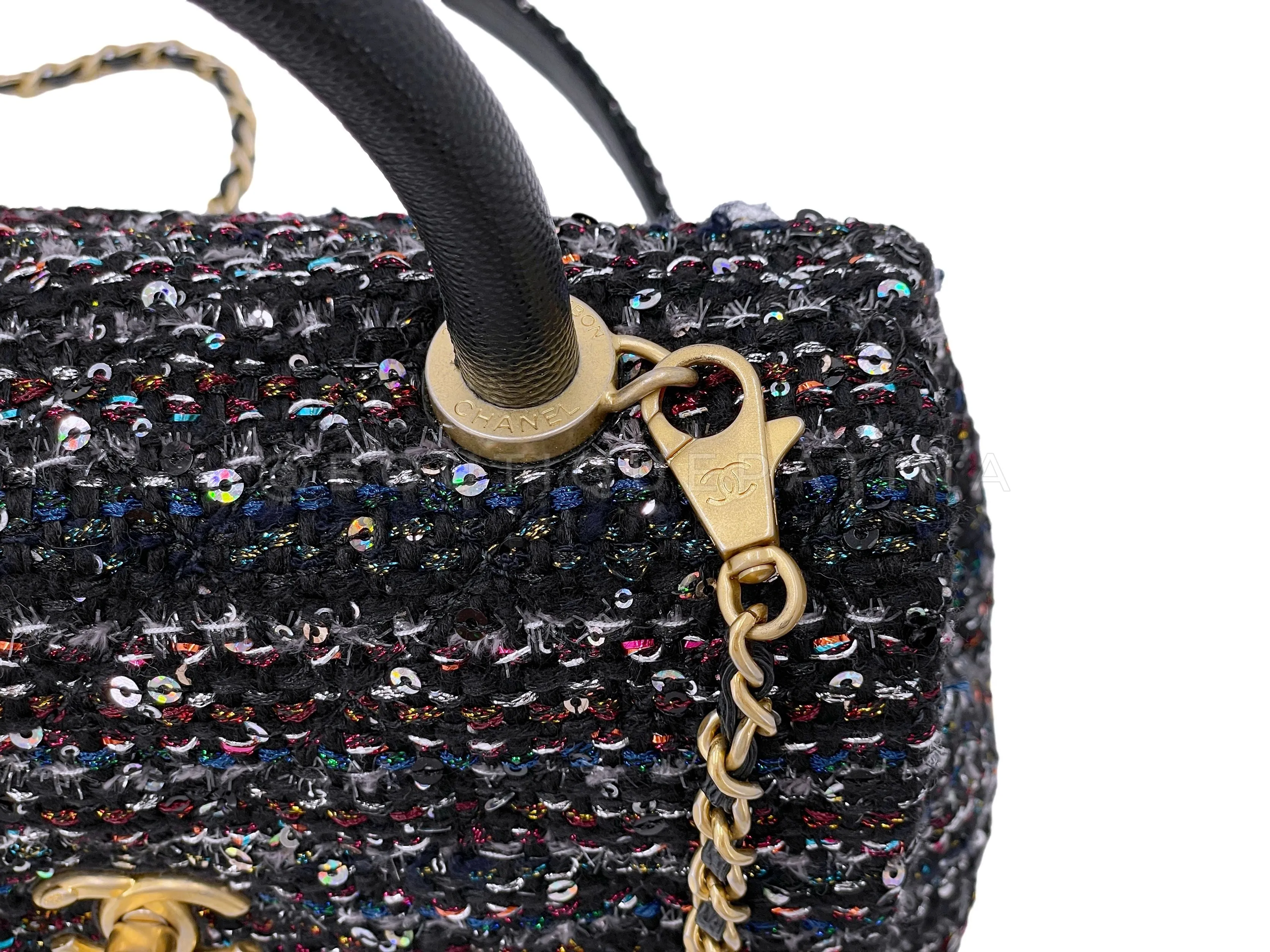 Chanel 20A Metiers D'Art Tweed Sequin Coco Handle Bag GHW