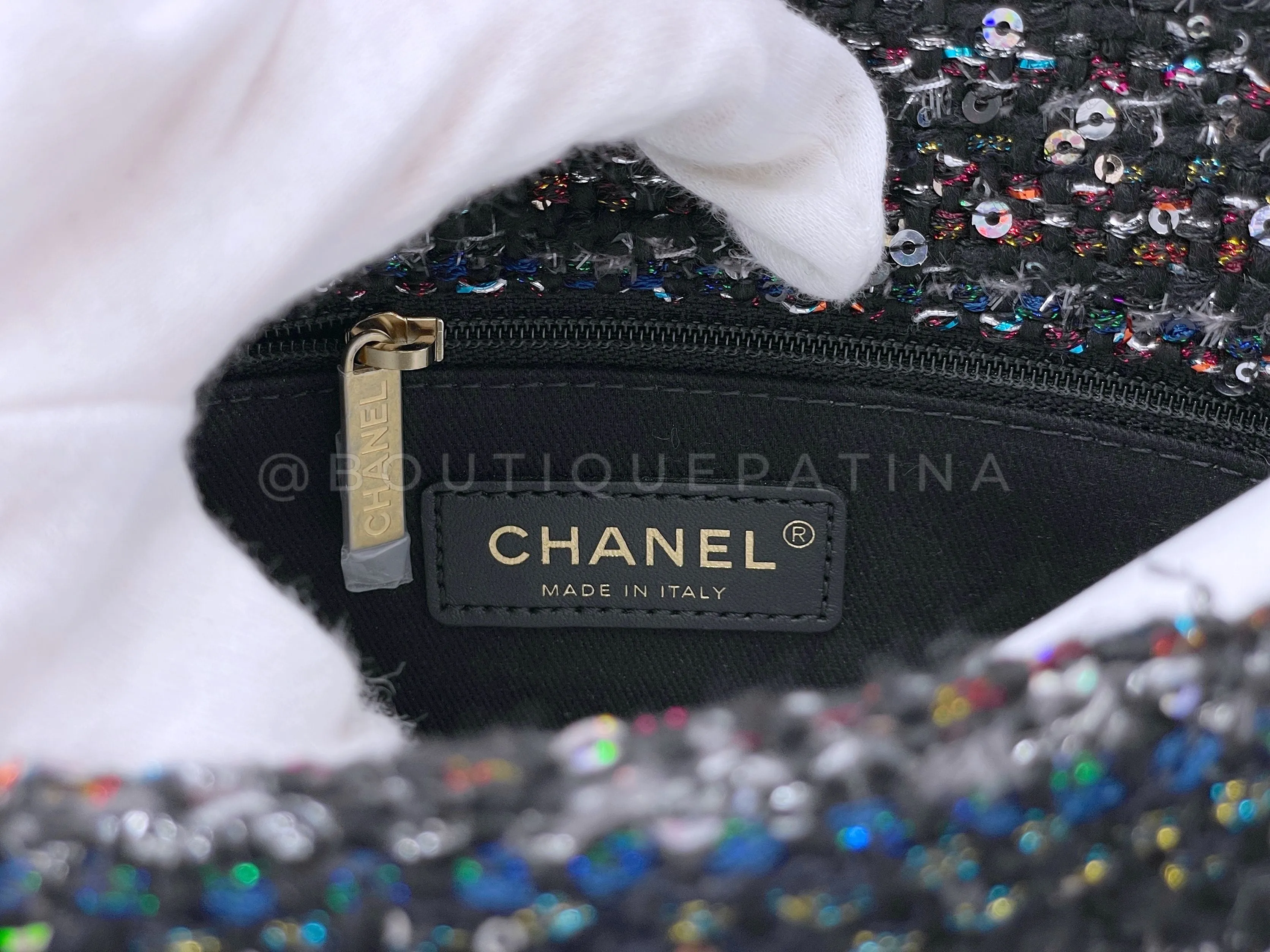 Chanel 20A Metiers D'Art Tweed Sequin Coco Handle Bag GHW