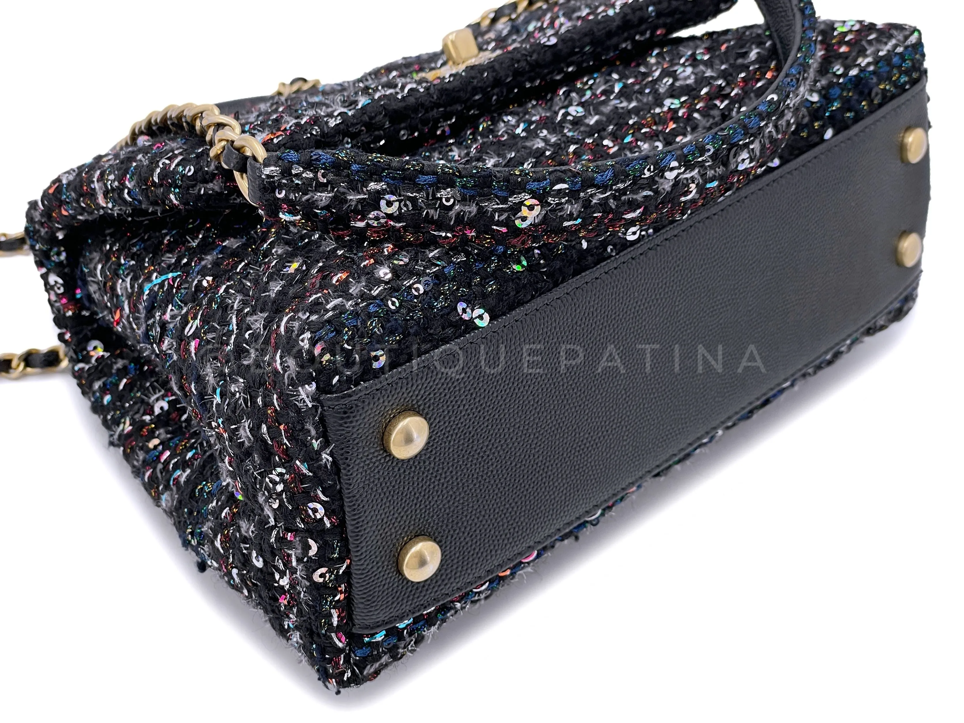 Chanel 20A Metiers D'Art Tweed Sequin Coco Handle Bag GHW
