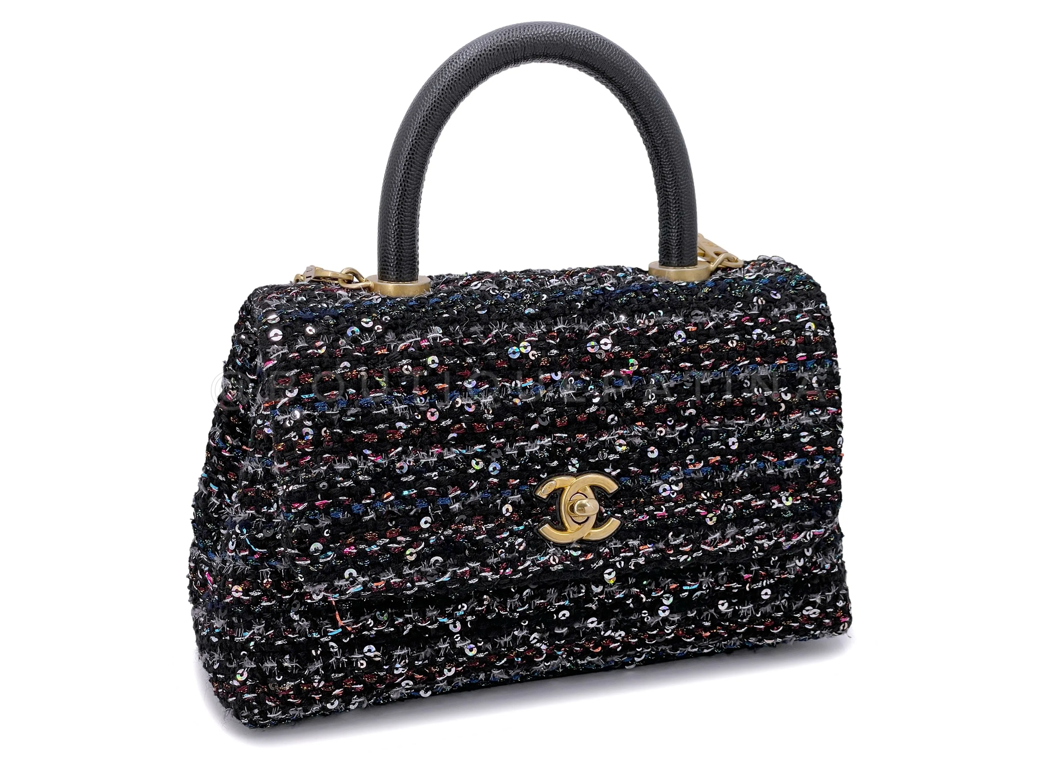 Chanel 20A Metiers D'Art Tweed Sequin Coco Handle Bag GHW