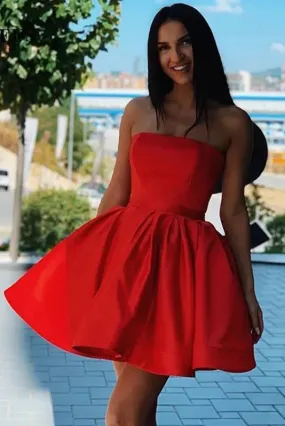 Charming Red Strapless A-Line Short Homecoming Dress