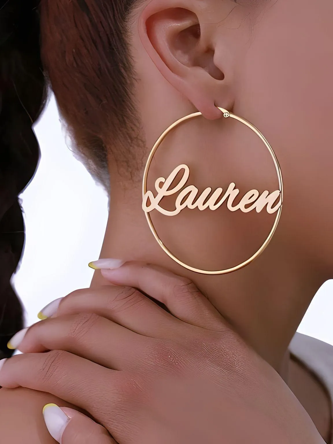Custom Earrings Personalized Name Hoop Earrings For Women