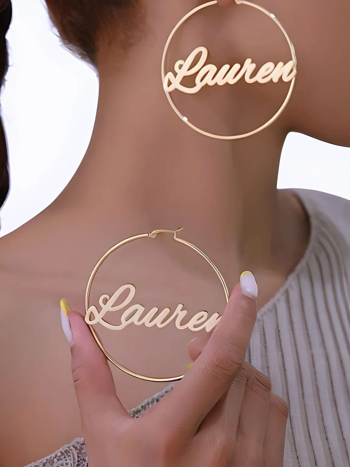 Custom Earrings Personalized Name Hoop Earrings For Women