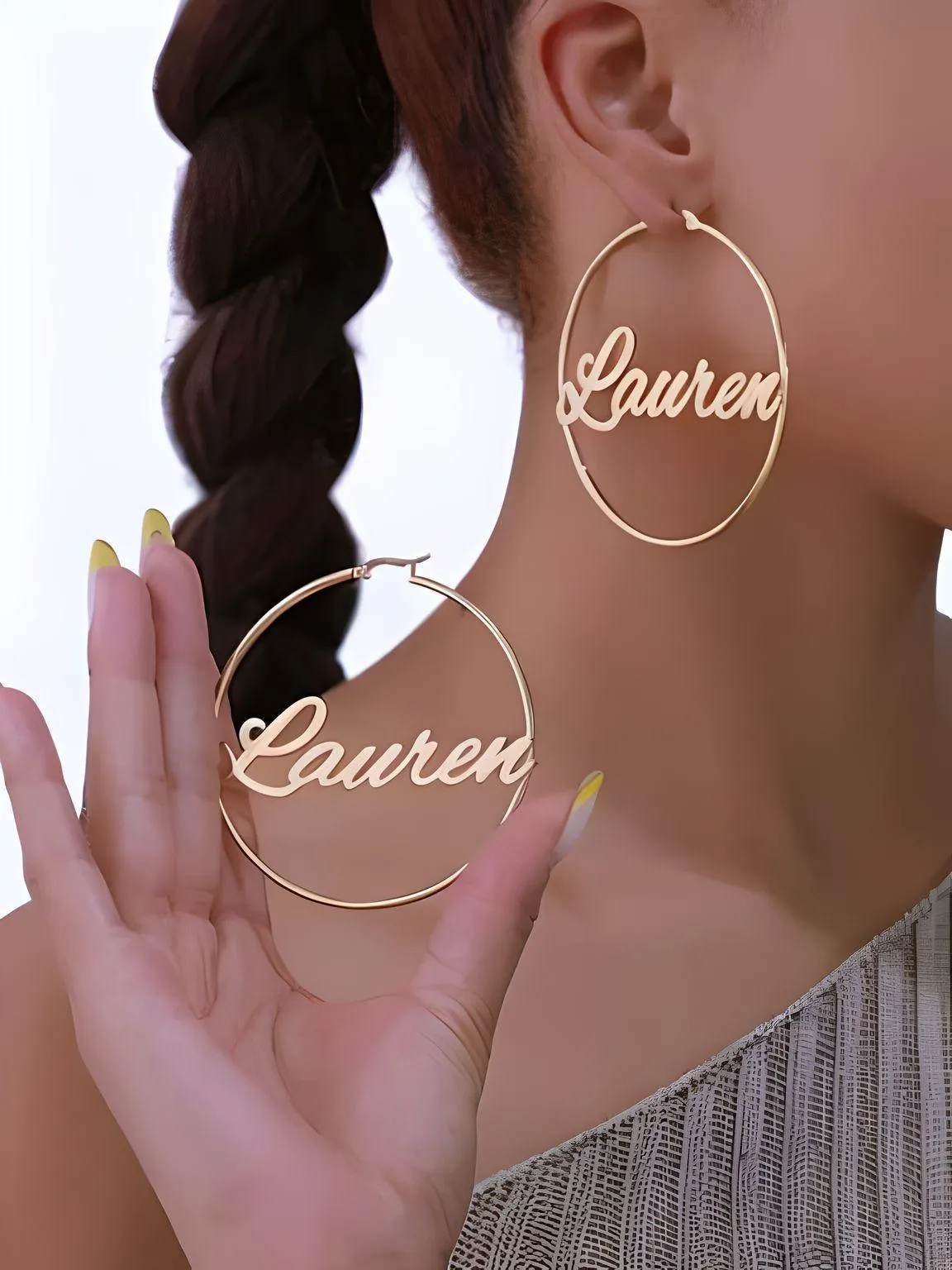 Custom Earrings Personalized Name Hoop Earrings For Women