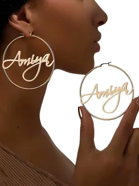 Custom Earrings Personalized Name Hoop Earrings For Women