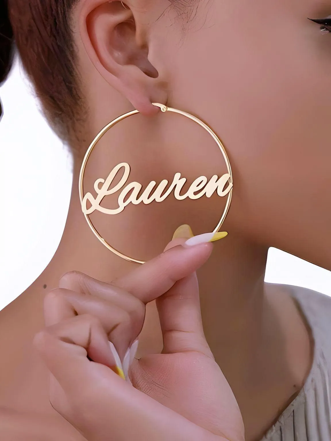 Custom Earrings Personalized Name Hoop Earrings For Women