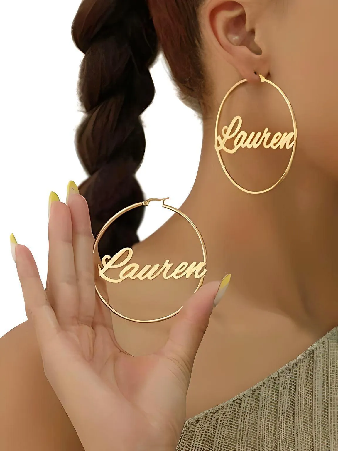 Custom Earrings Personalized Name Hoop Earrings For Women