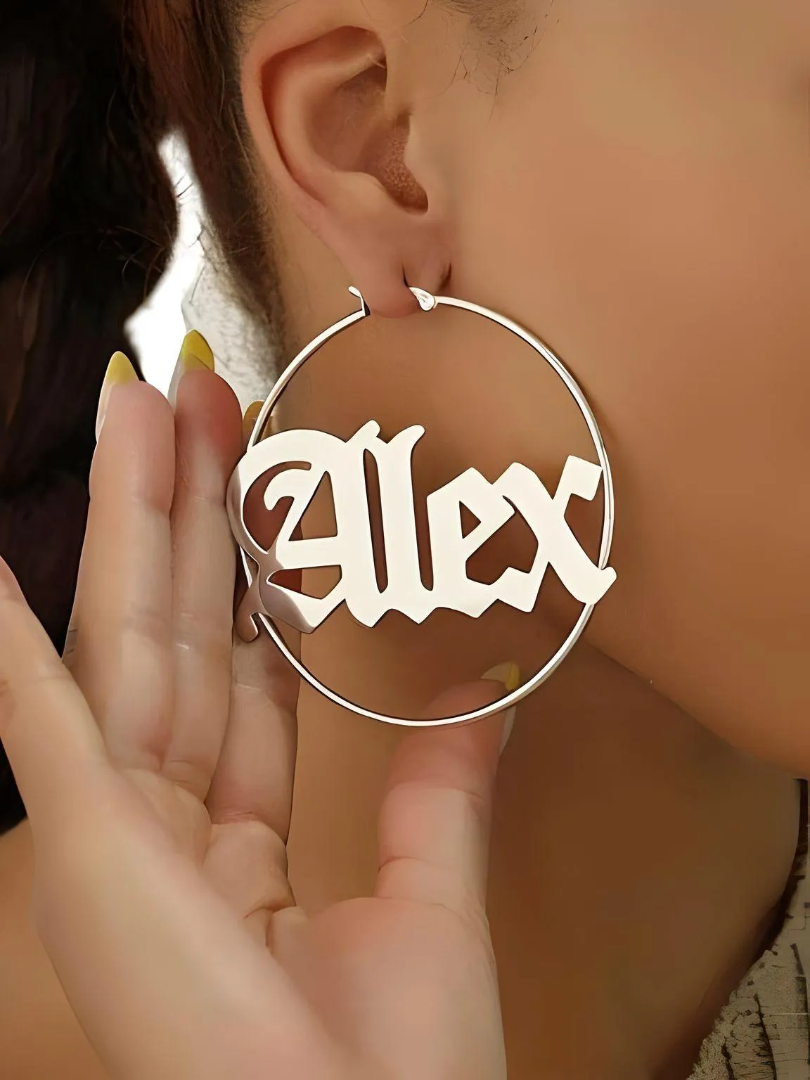 Custom Earrings Personalized Name Hoop Earrings For Women