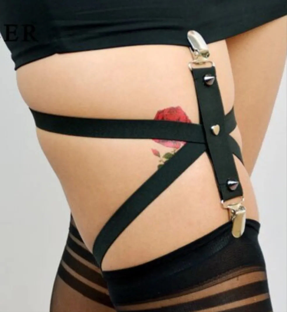 'Danger' Alternative Goth Adjustable Leg Suspenders