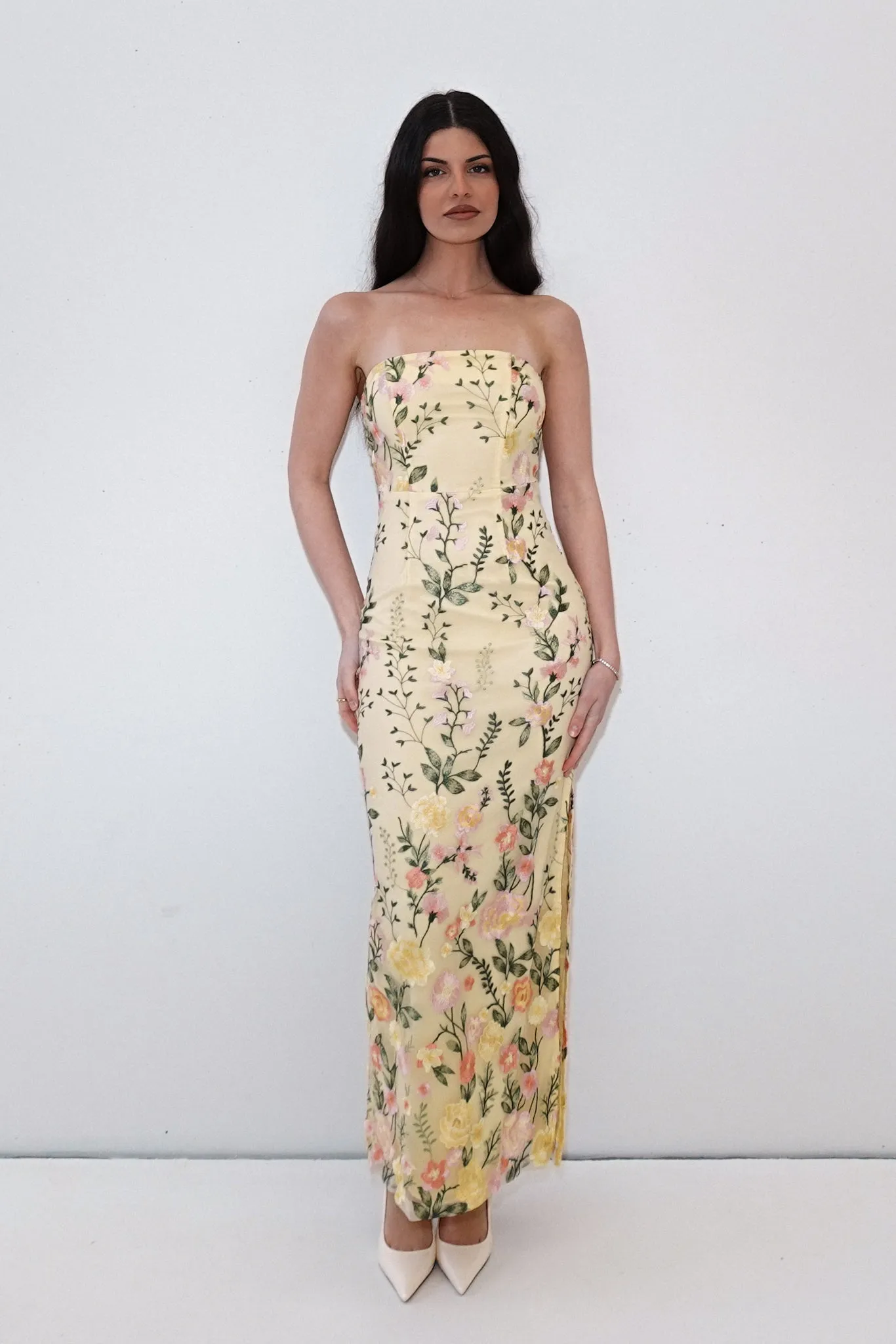 Delilah Floral Maxi Dress - Lemon
